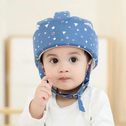 Verstelbare katoenen baby peuter helm - Hoofdbescherming - Unisex - Bivakshop