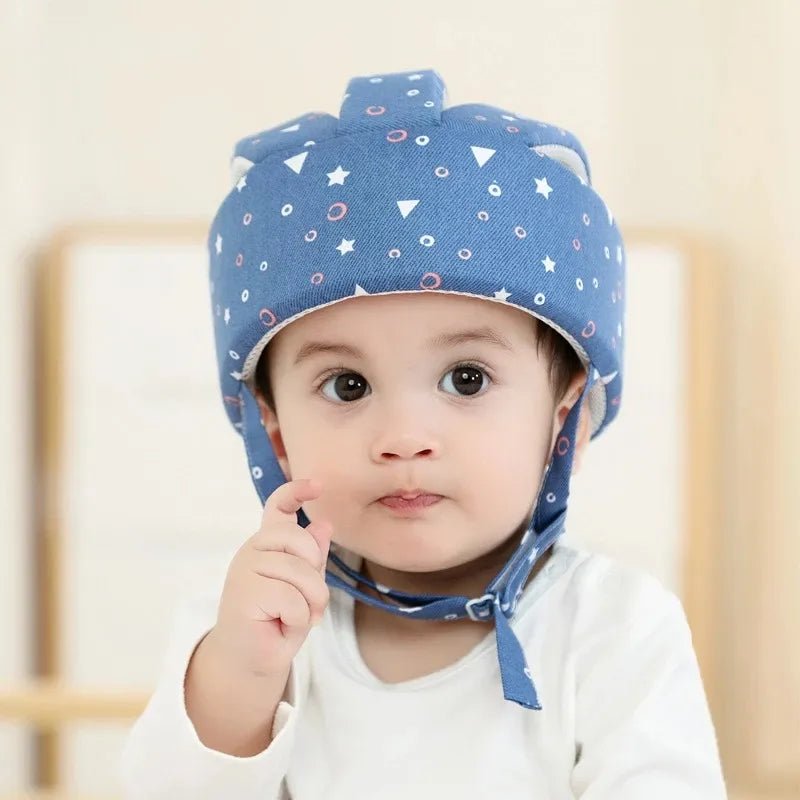 Verstelbare katoenen baby peuter helm - Hoofdbescherming - Unisex - Bivakshop