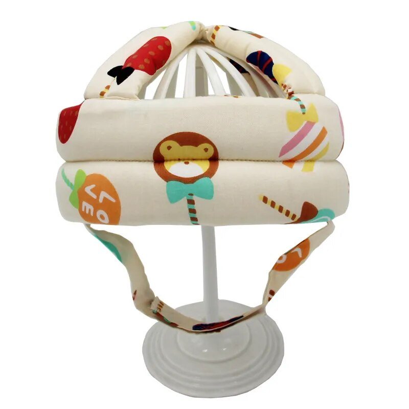 Verstelbare katoenen baby peuter helm - Hoofdbescherming - Unisex - Bivakshop