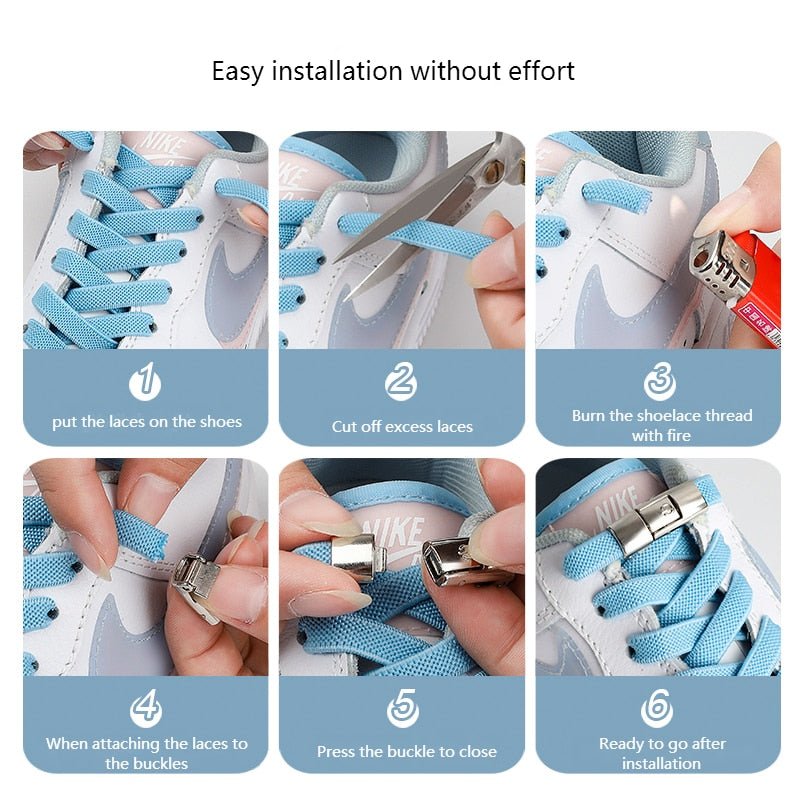 Veters zonder strikken - Druk lock schoenveters - Elastisch en gemakkelijk te gebruiken - Bivakshop