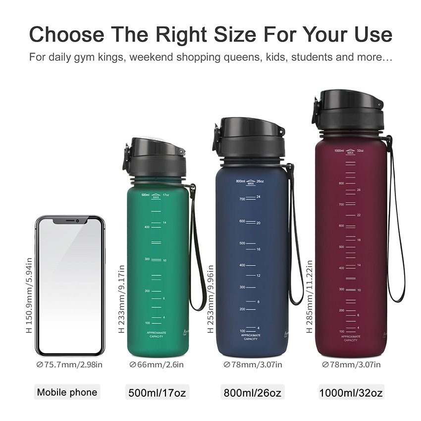 Water Sport Fles - Shaker- 500/800/1000 ml - Lekvrij - Bivakshop
