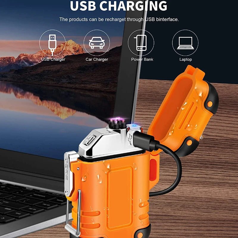 Waterdichte Dubbele Boog Aansteker - USB Oplaadbaar - Windbestendig - Plasma aansteker - Bivakshop