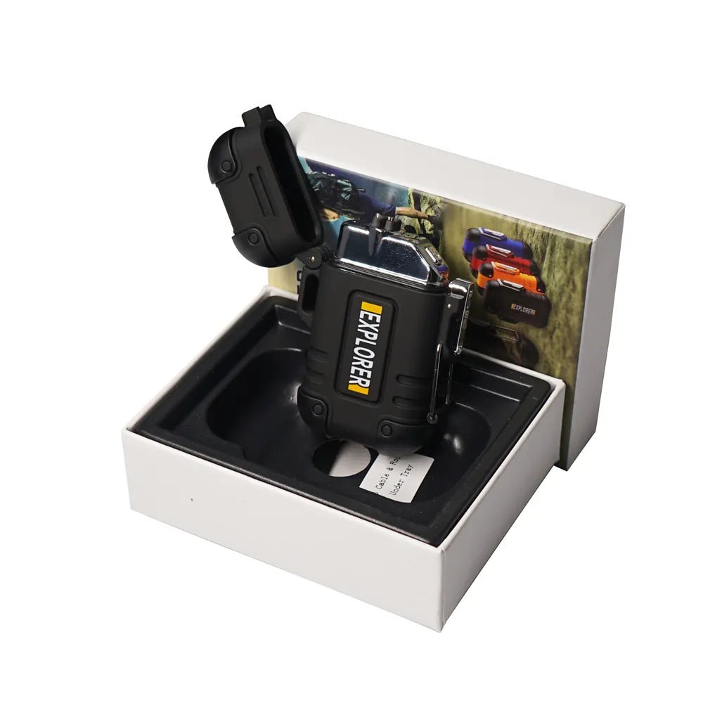Waterdichte Dubbele Boog Aansteker - USB Oplaadbaar - Windbestendig - Plasma aansteker - Bivakshop