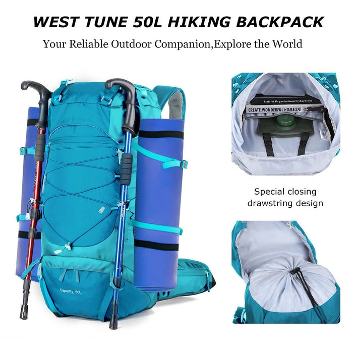 WESTTUNE 50L wandelrugzak met regenhoes - Multifunctionele bergbeklimmersrugzak - Bivakshop