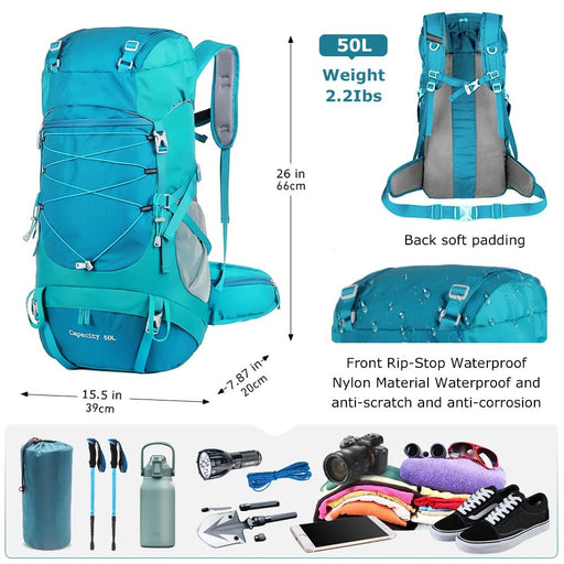 WESTTUNE 50L wandelrugzak met regenhoes - Multifunctionele bergbeklimmersrugzak - Bivakshop