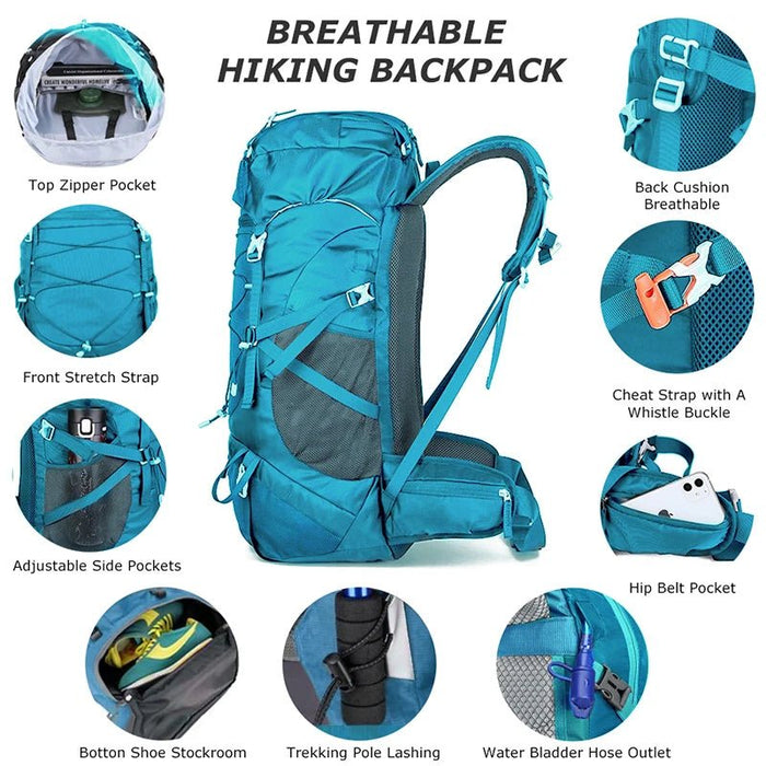 WESTTUNE 50L wandelrugzak met regenhoes - Multifunctionele bergbeklimmersrugzak - Bivakshop
