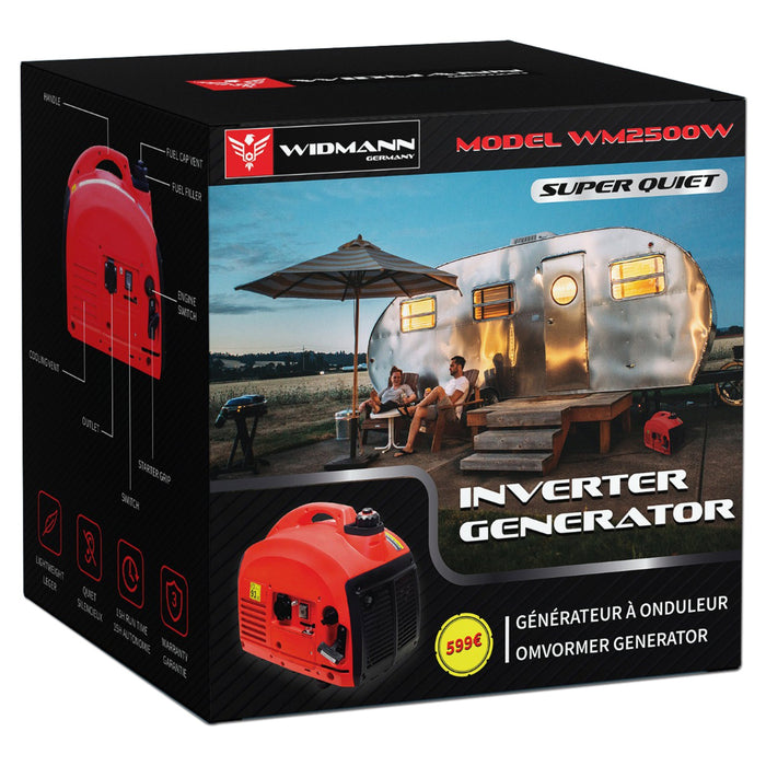 Widmann WM2500W: Benzine aangedreven draagbare inverter generator - 650W - Bivakshop