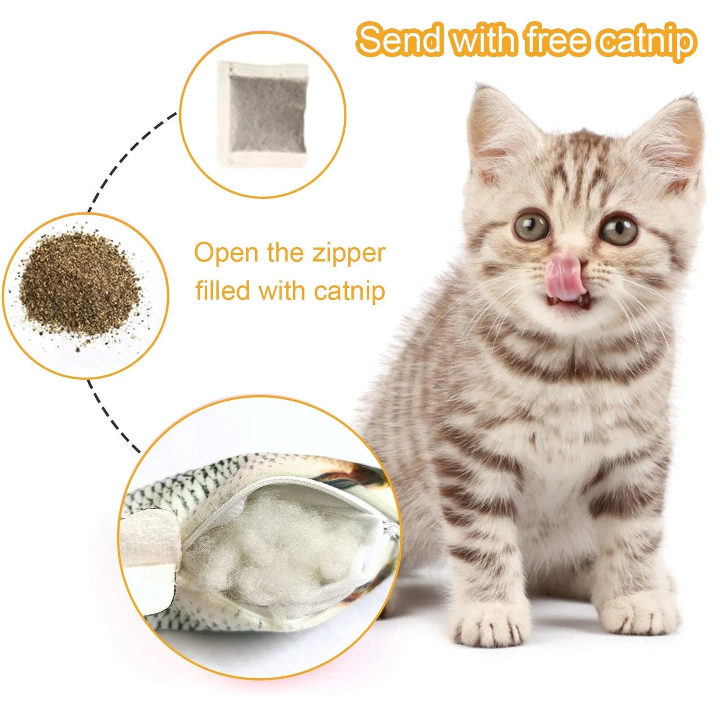 Zachte pluche vis voor katten - Interactief USB - Oplaadbaar kattenspeeltje met 3D - Bivakshop