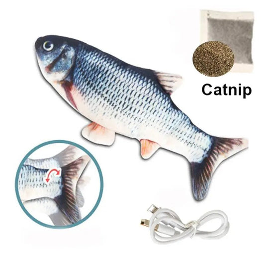 Zachte pluche vis voor katten - Interactief USB - Oplaadbaar kattenspeeltje met 3D - Bivakshop