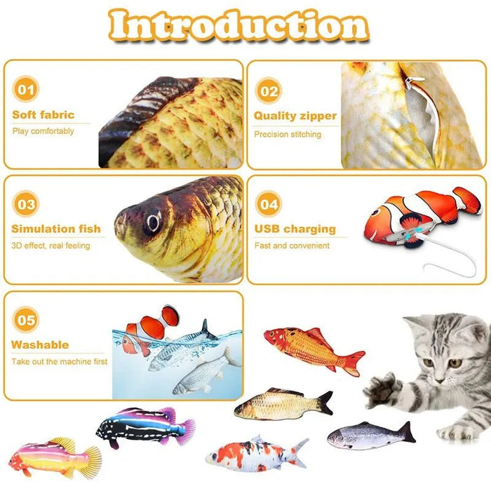Zachte pluche vis voor katten - Interactief USB - Oplaadbaar kattenspeeltje met 3D - Bivakshop