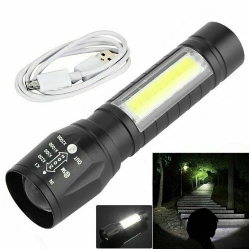 Zaklamp Sterk Licht - Oplaadbaar USB - Heldere Xenon - Thuis of Outdoor - Draagbare Led Lichtgevende Zaklamp - Bivakshop