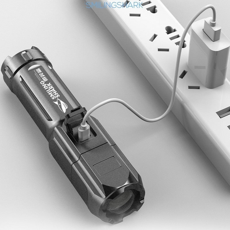 Zaklamp Sterk Licht - Oplaadbaar USB - Heldere Xenon - Thuis of Outdoor - Draagbare Led Lichtgevende Zaklamp - Bivakshop