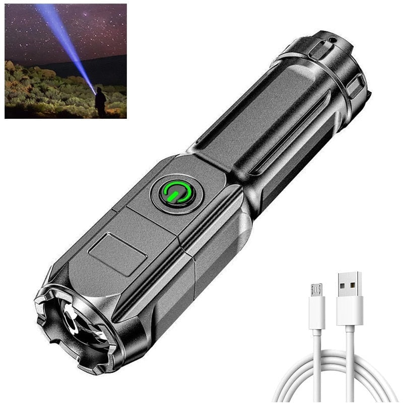 Zaklamp Sterk Licht - Oplaadbaar USB - Heldere Xenon - Thuis of Outdoor - Draagbare Led Lichtgevende Zaklamp - Bivakshop