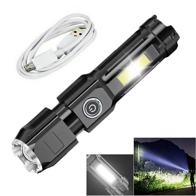 Zaklamp Sterk Licht - Oplaadbaar USB - Heldere Xenon - Thuis of Outdoor - Draagbare Led Lichtgevende Zaklamp - Bivakshop
