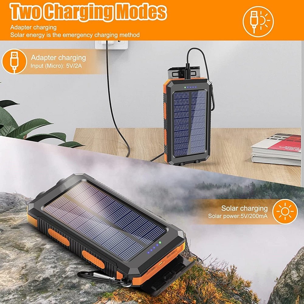 Zonne-energie powerbank - Incl. zaklamp - Kompas - Bivakshop