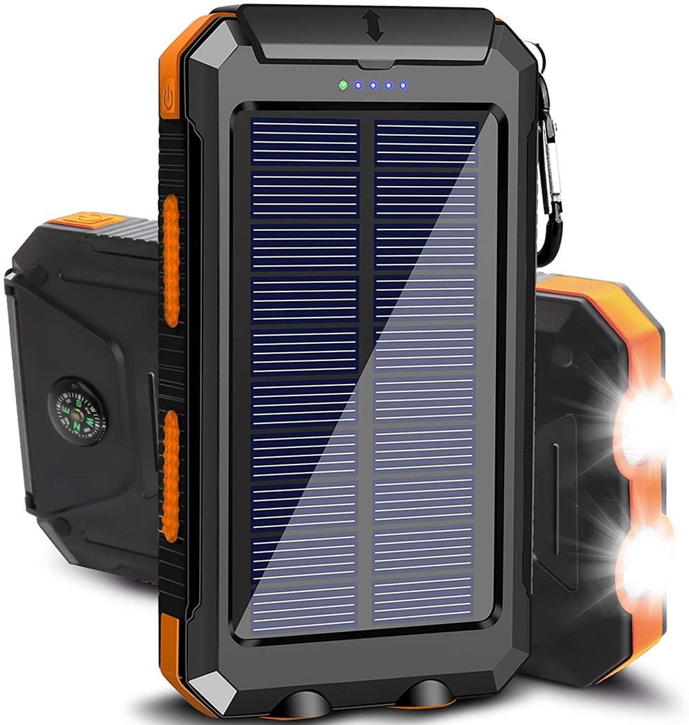 Zonne-energie powerbank - Incl. zaklamp - Kompas - Bivakshop
