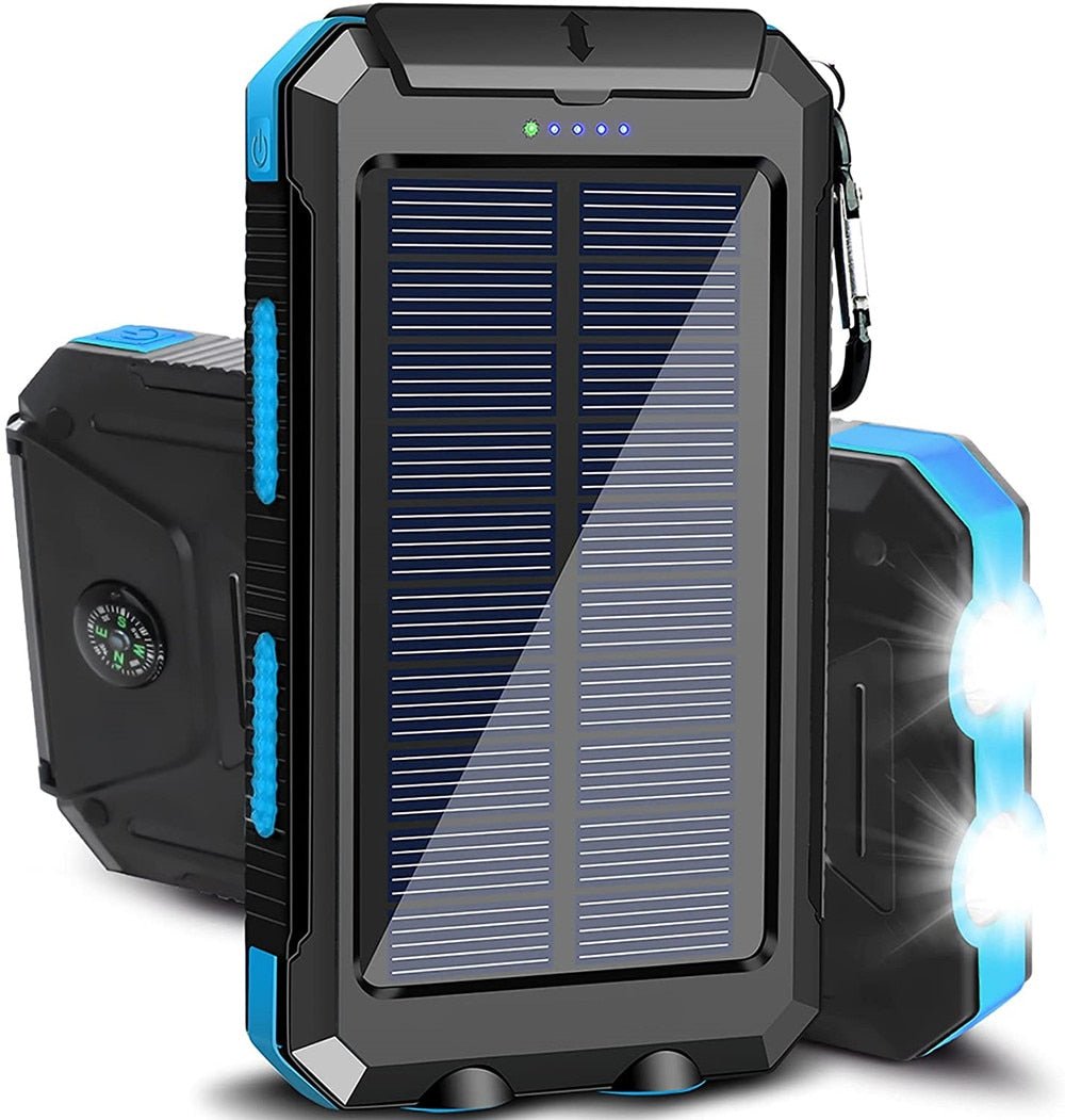 Zonne-energie powerbank - Incl. zaklamp - Kompas - Bivakshop