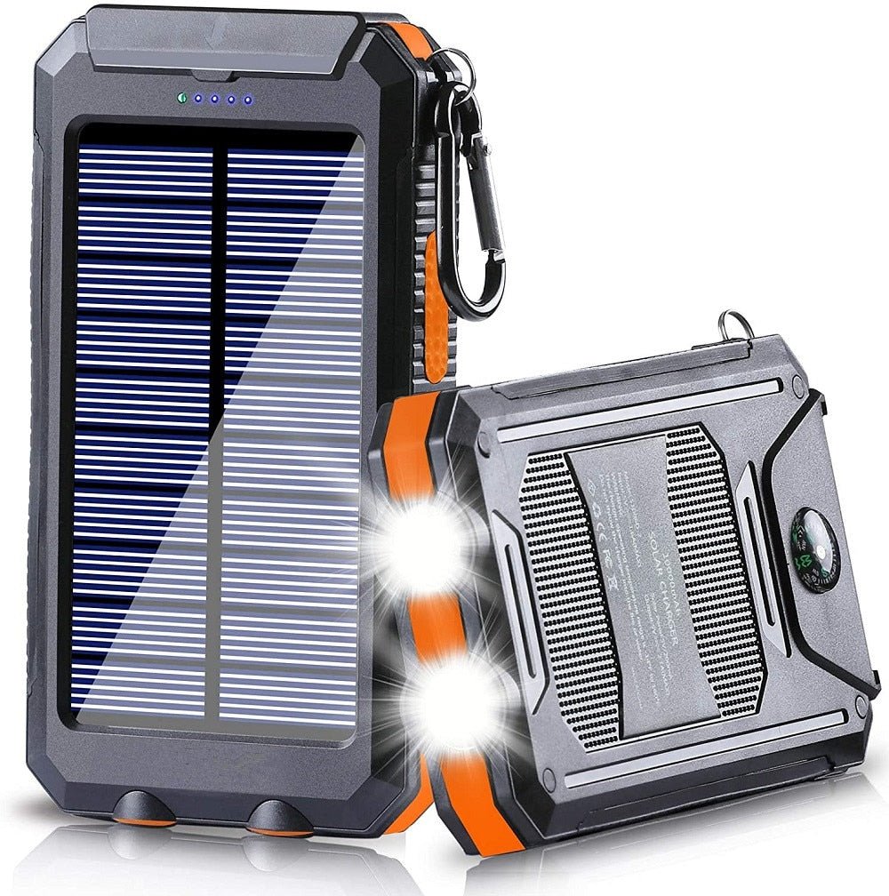 Zonne-energie powerbank - Incl. zaklamp - Kompas - Bivakshop