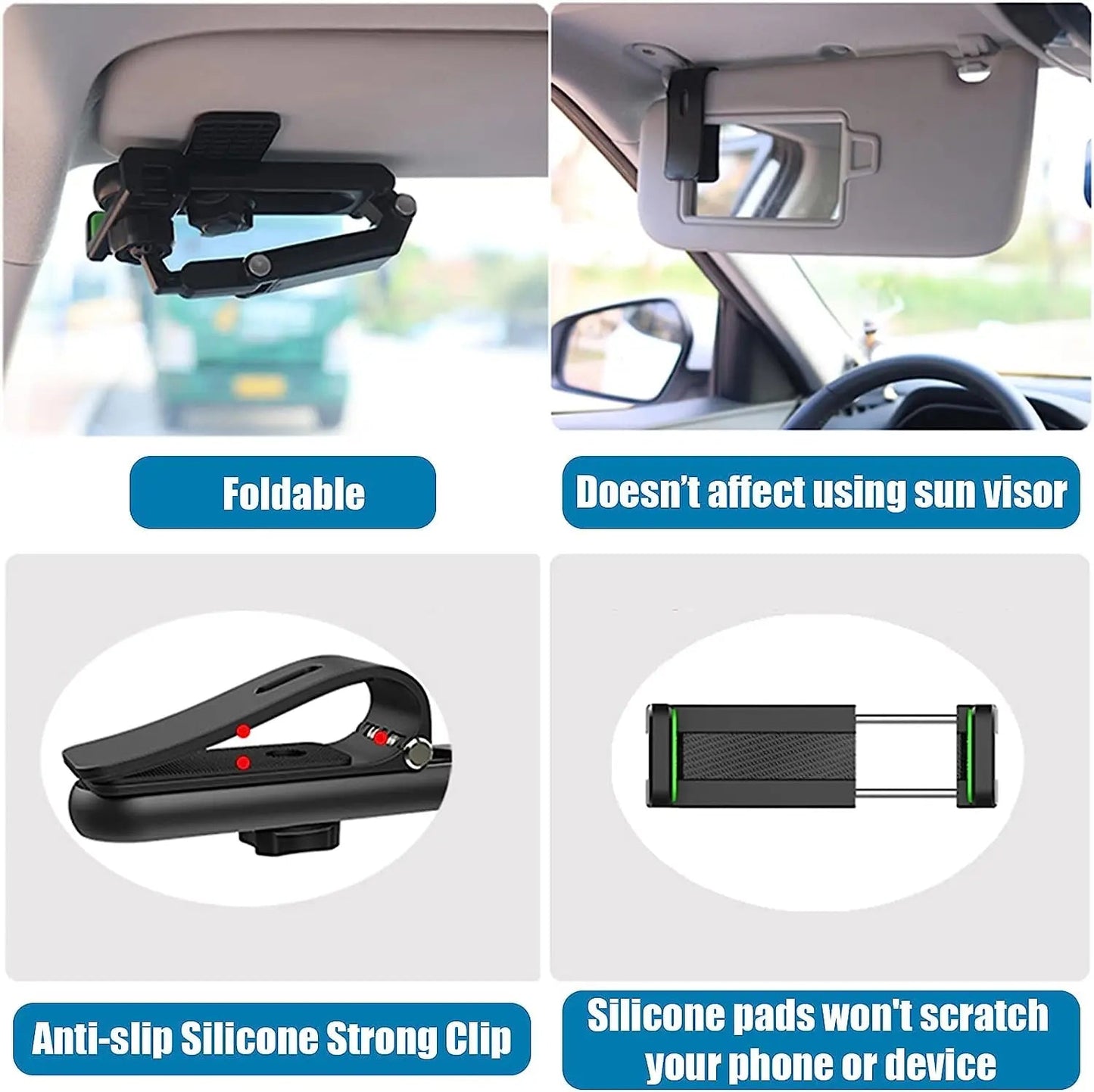 Zonneklep telefoonhouder voor auto - Multifunctionewl - 360° draaibaar - Bivakshop