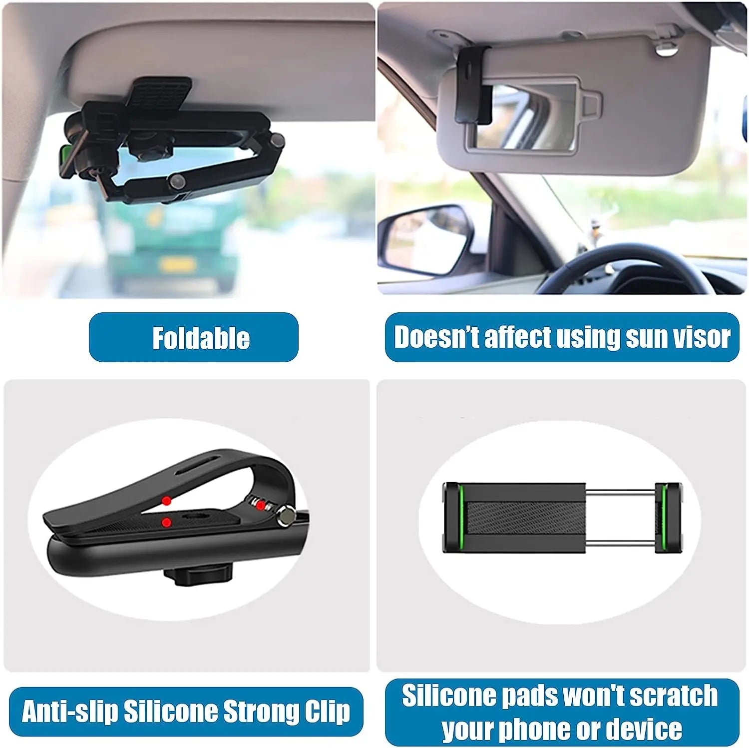 Zonneklep telefoonhouder voor auto - Multifunctionewl - 360° draaibaar - Bivakshop