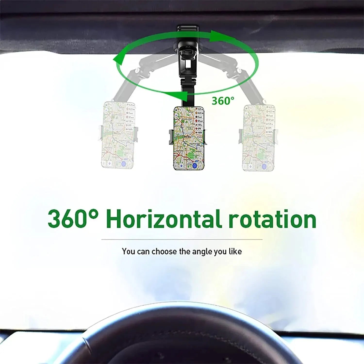 Zonneklep telefoonhouder voor auto - Multifunctionewl - 360° draaibaar - Bivakshop