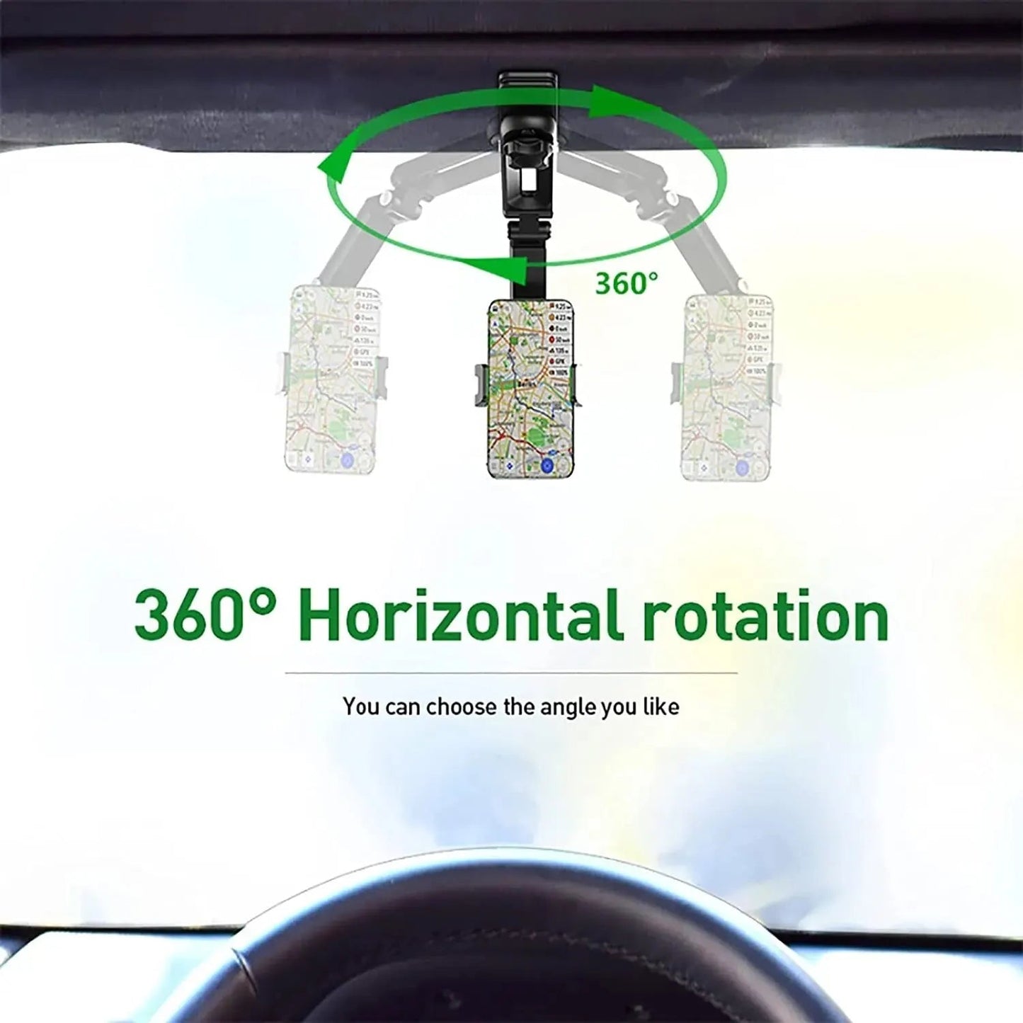 Zonneklep telefoonhouder voor in de auto - Multifunctionele 360° draaibare houder - Bivakshop